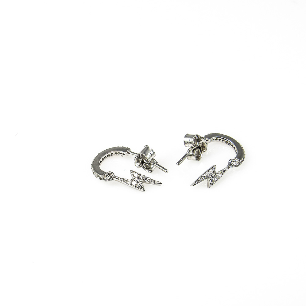 Aros de Plata y Circonitas con rayo colgante