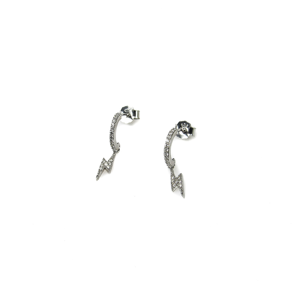 Aros de Plata y Circonitas con rayo colgante 1