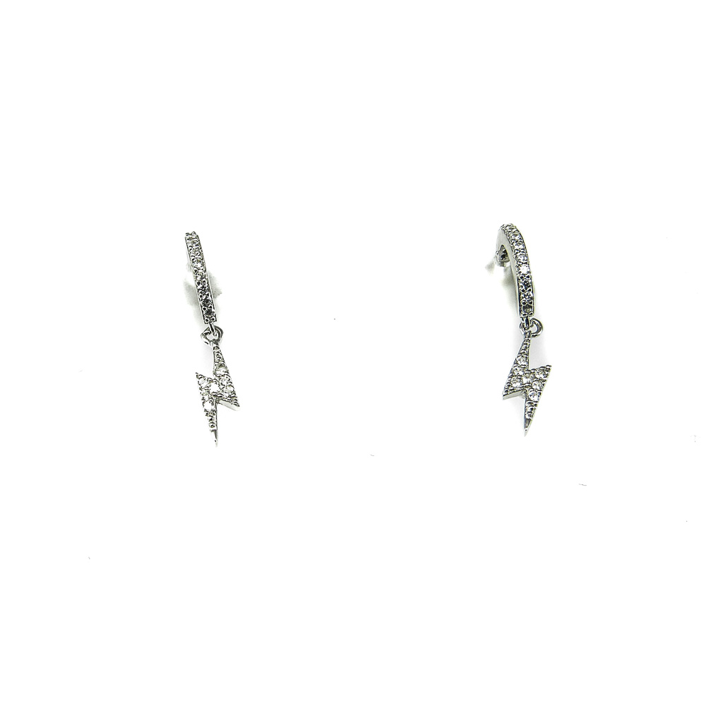 Aros de Plata y Circonitas con rayo colgante 2