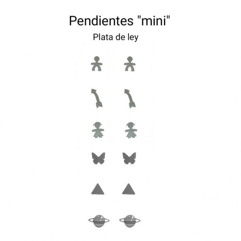 Pendiente mini en Plata de ley varios diseños (Unidad)