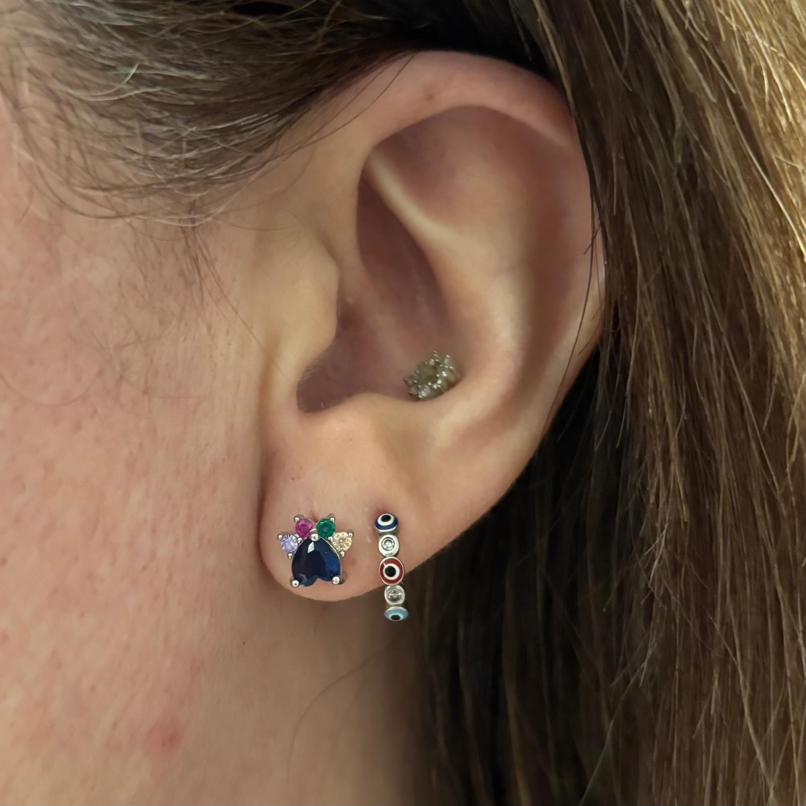 Pendientes de Plata rodiada Circonitas de colores 1