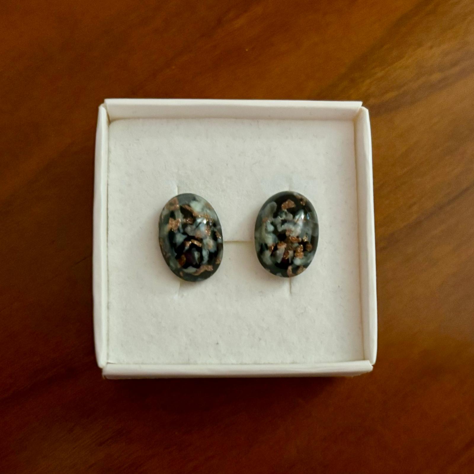 Pendientes cristal Checo negro, gris y destellos en Plata de ley 3