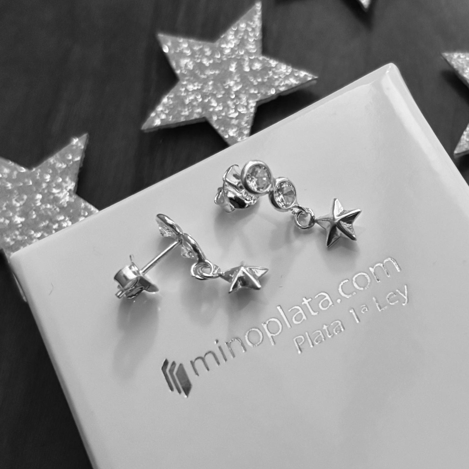 Pendientes de Plata con Circonitas y estrella colgante 3