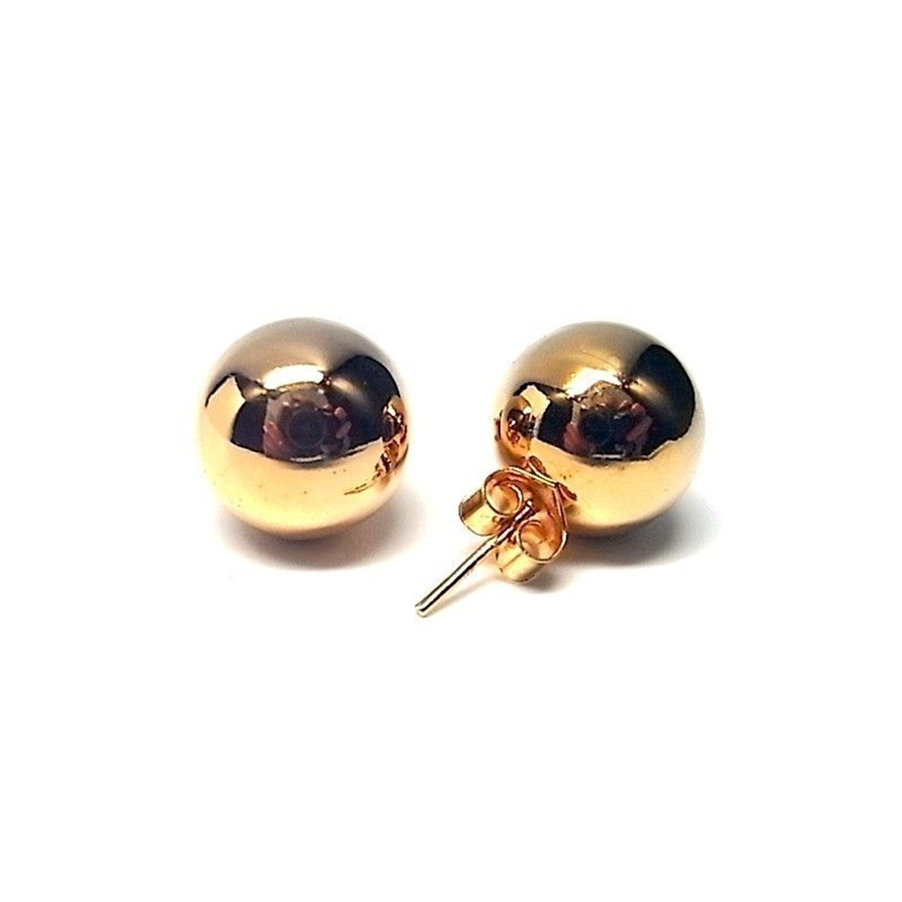 Pendientes bola 14 Mm. de Plata de ley chapada dorada
