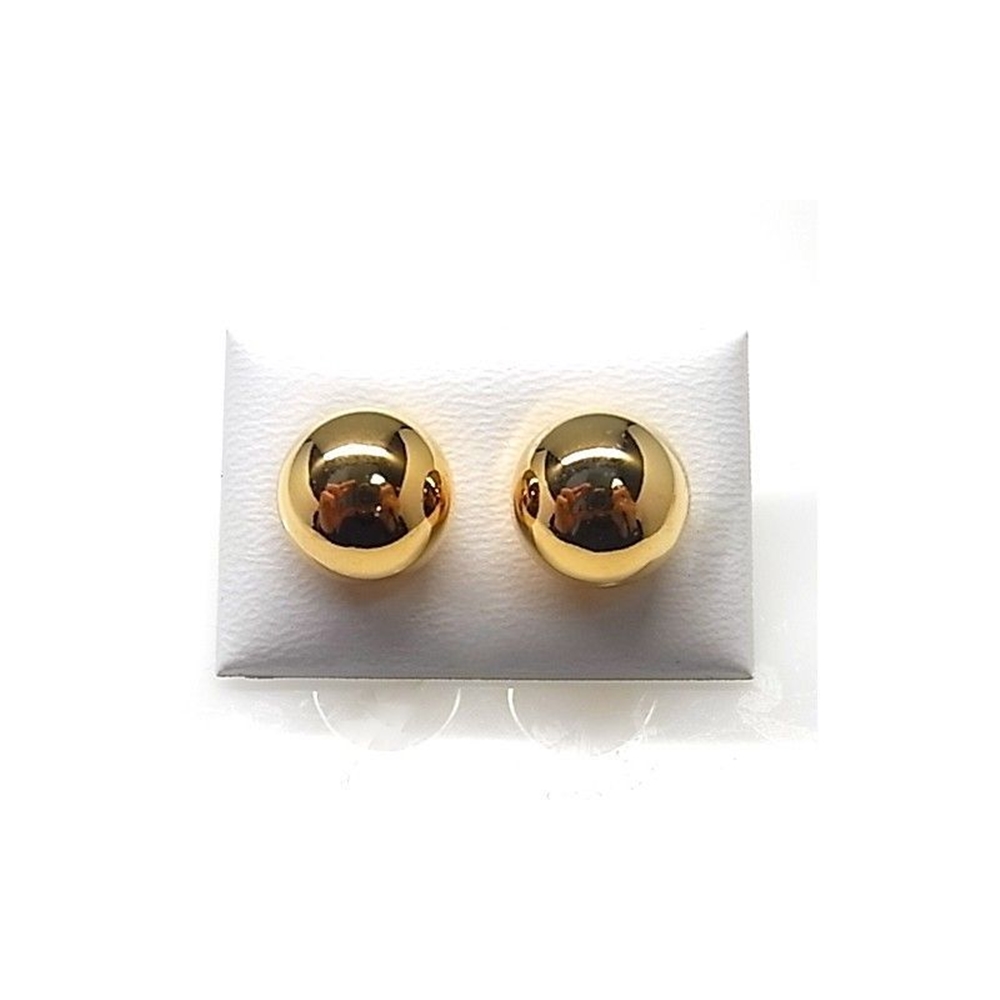 Pendientes bola 14 Mm. de Plata de ley chapada dorada 1