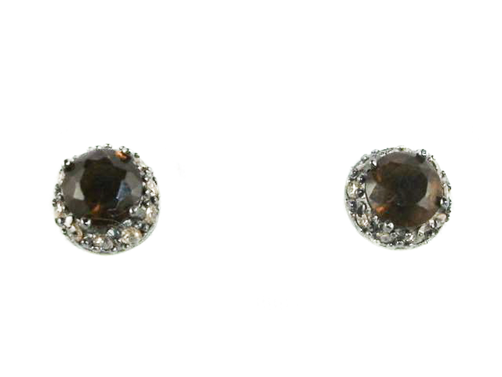 Pendientes Circonitas coffee en Plata de ley y rodio negro