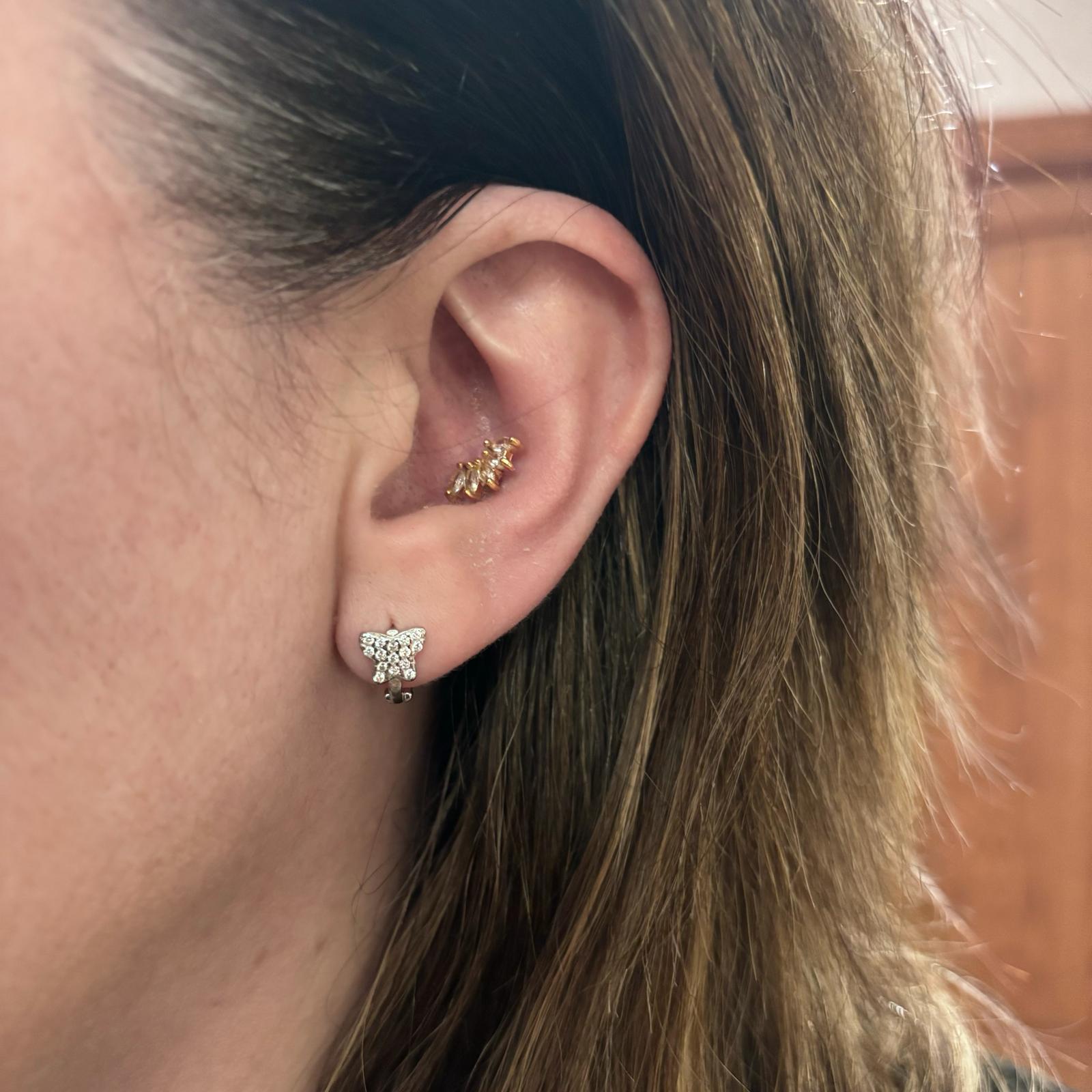 Pendientes mariposa Circonitas micro en Plata con cierre catalán 4