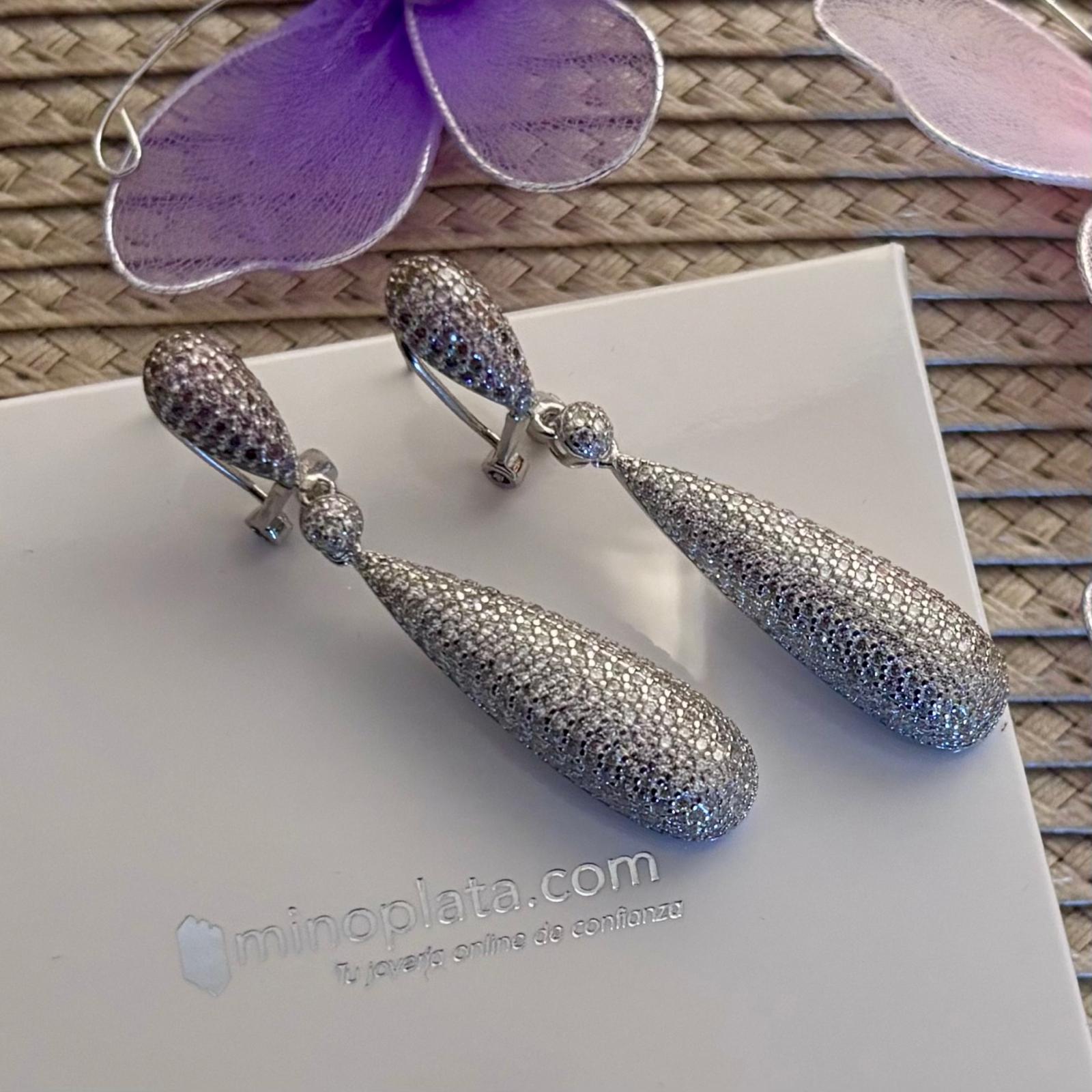Pendientes lágrima de Plata rodiada con Circonitas micro 2