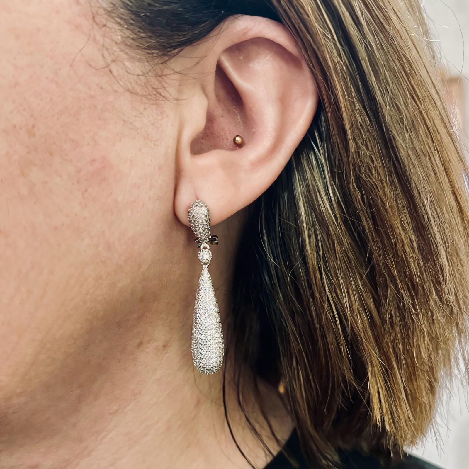 Pendientes lágrima de Plata rodiada con Circonitas micro 3
