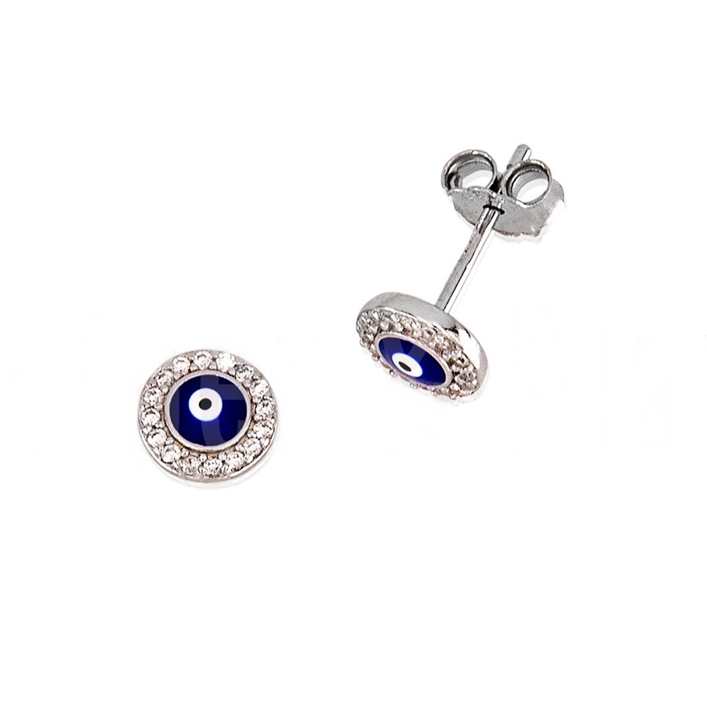Pendientes ojo turco de Plata rodiada con Circonitas