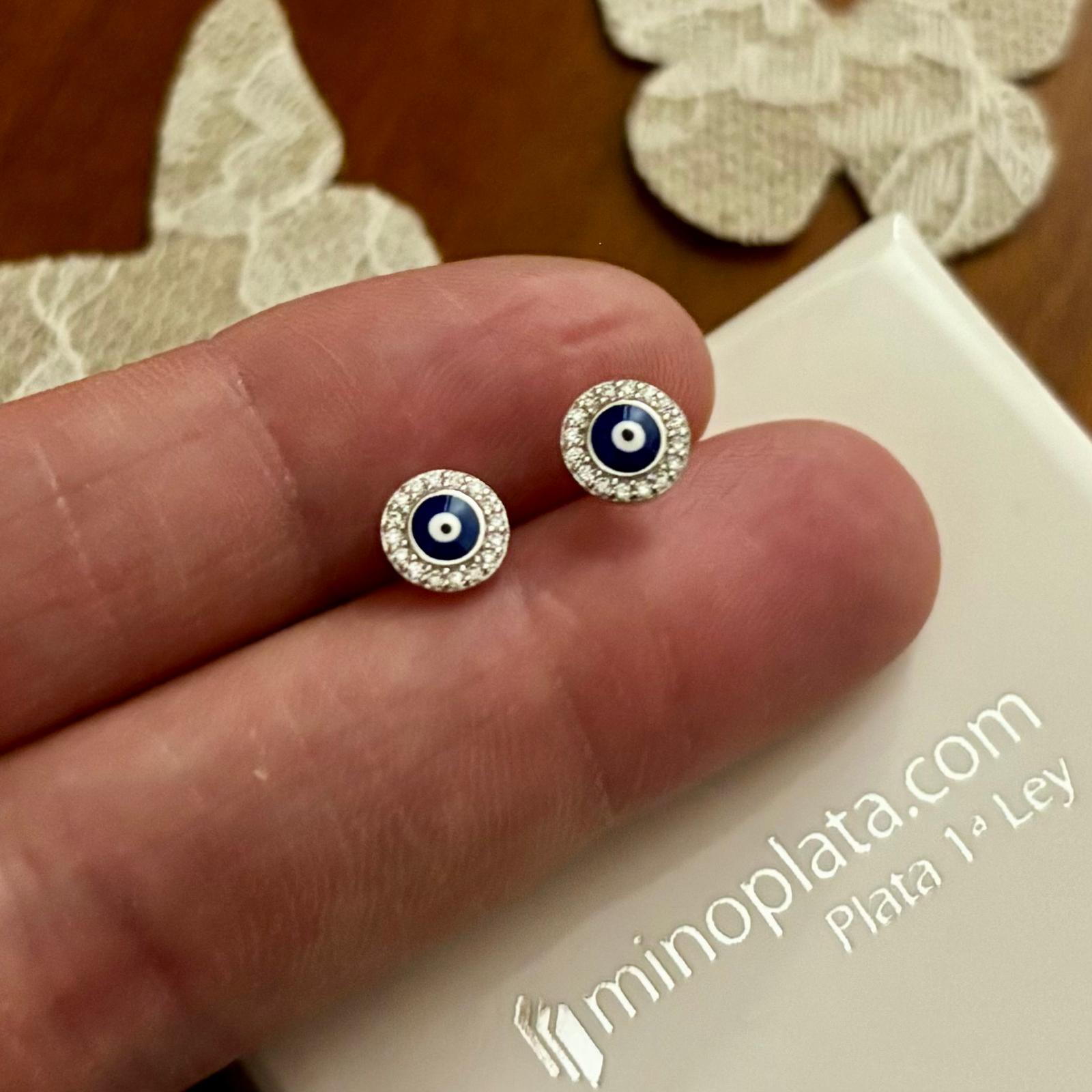 Pendientes ojo turco de Plata rodiada con Circonitas 2