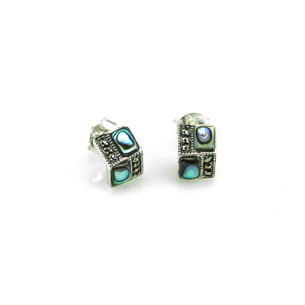 Pendientes tornasol Plata vieja con Marcasitas