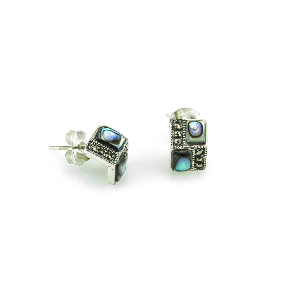 Pendientes tornasol Plata vieja con Marcasitas 1