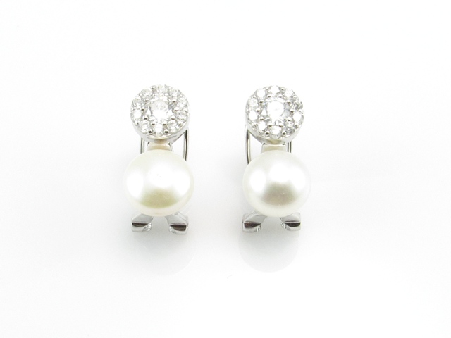 Pendientes de Perlas con Circonitas en Plata rodiada