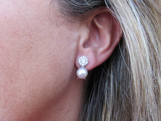 Pendientes de Perlas con Circonitas en Plata rodiada 1
