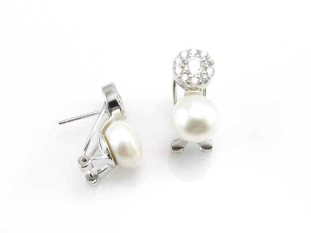 Pendientes de Perlas con Circonitas en Plata rodiada 2