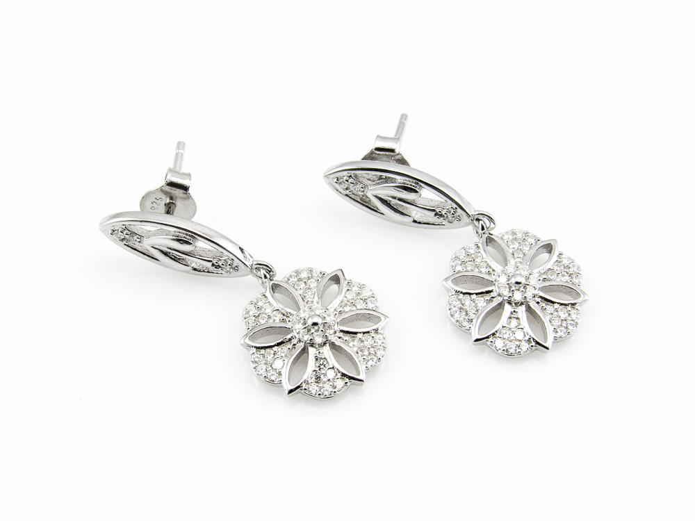 Pendientes para mujer en Plata rodiada y Circonitas micro