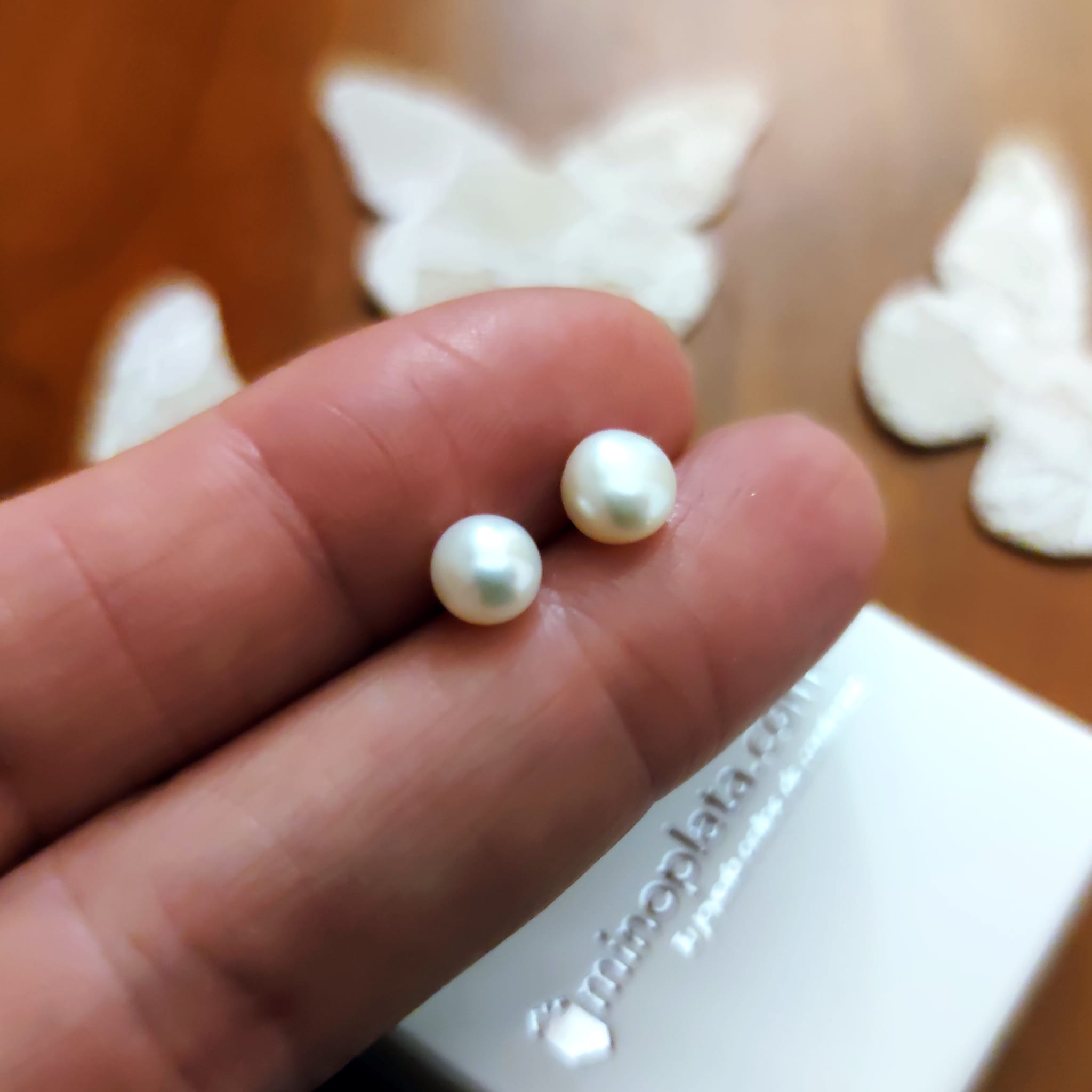 Pendientes Perlas cultivadas 6mm y Plata de ley 3