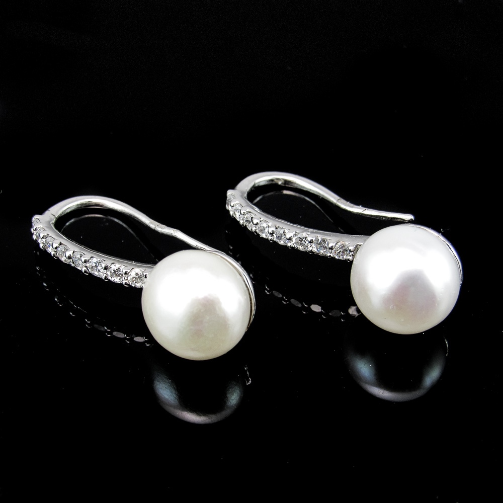 Pendientes Perlas con Circonitas en Plata de ley