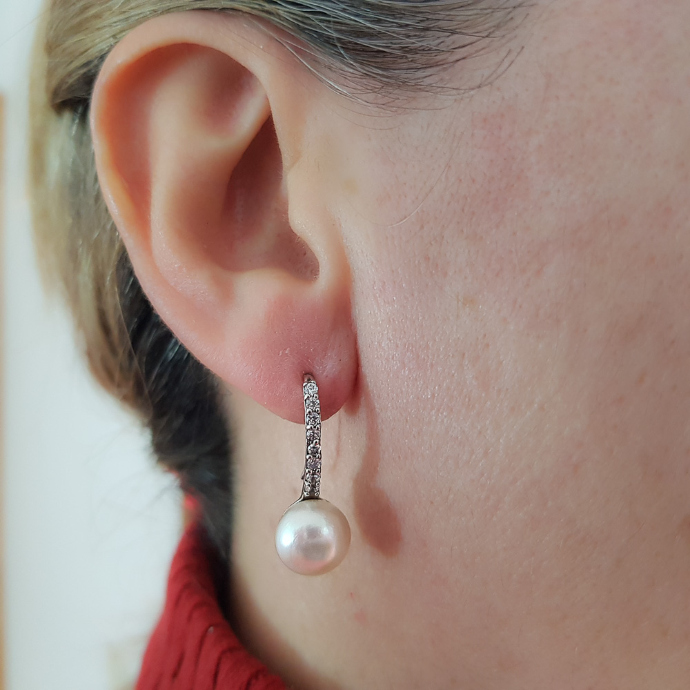 Pendientes Perlas con Circonitas en Plata de ley 1