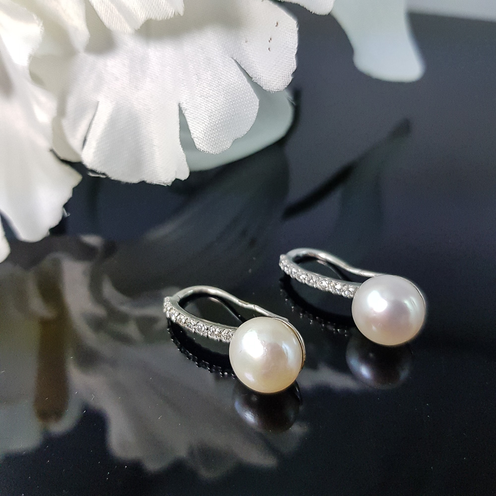 Pendientes Perlas con Circonitas en Plata de ley 2