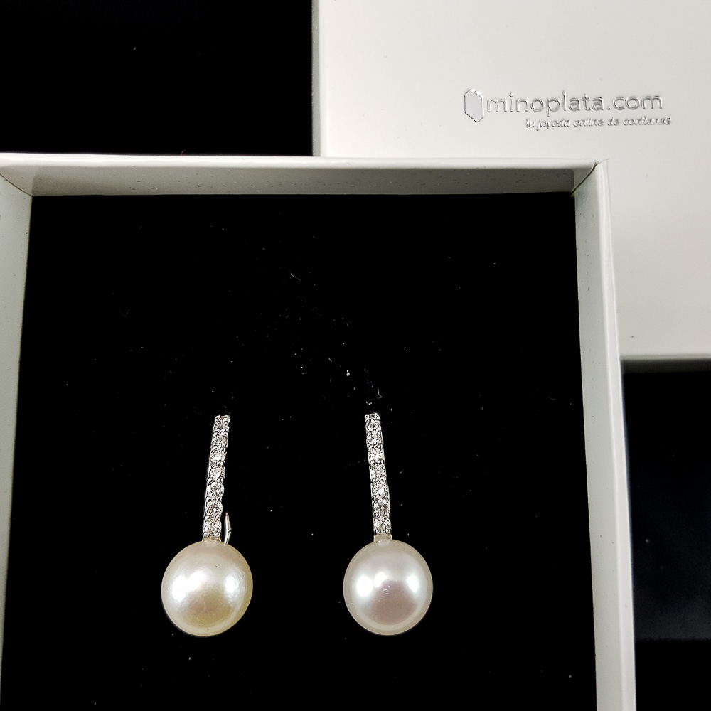 Pendientes Perlas con Circonitas en Plata de ley 3