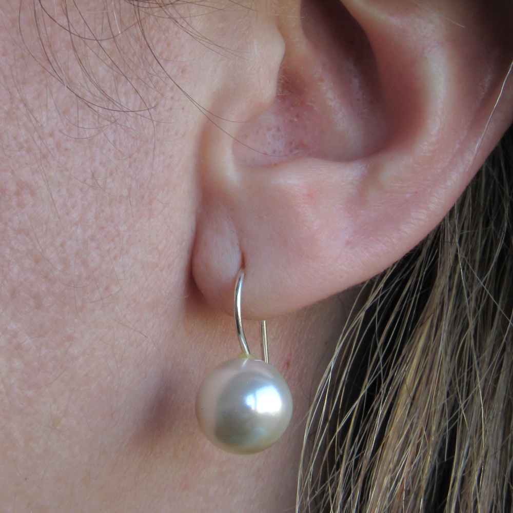 Pendientes Plata de ley y Perla bola 12 Mm. 1
