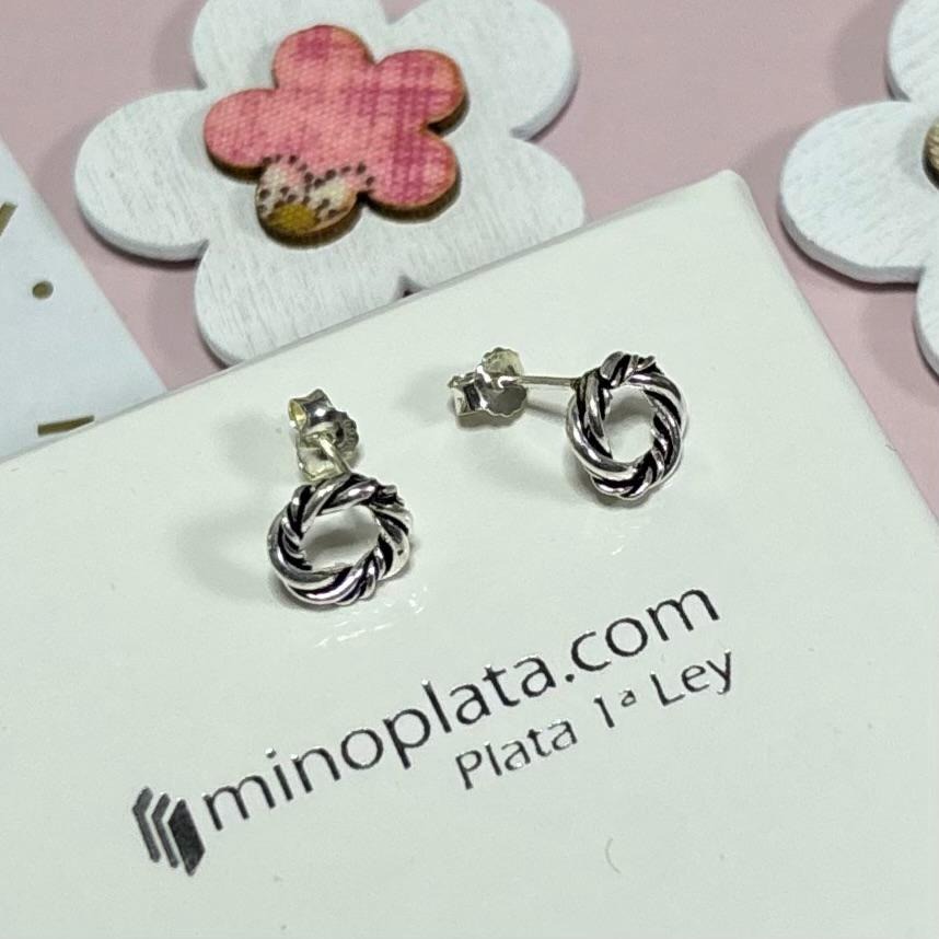 Pendientes donut de Plata de ley oxidada 2