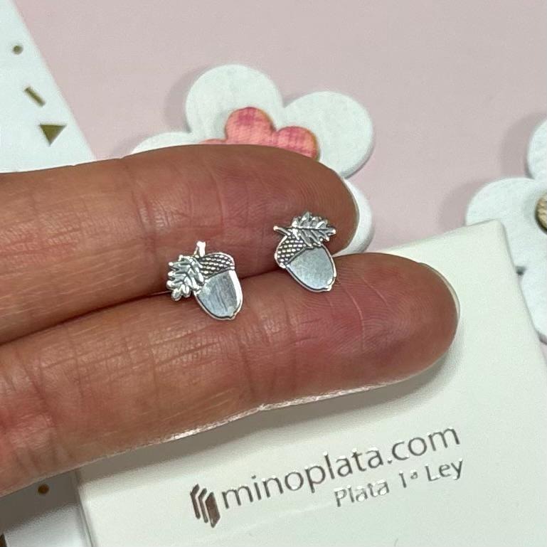 Pendiente bellota de Plata de ley 925 3