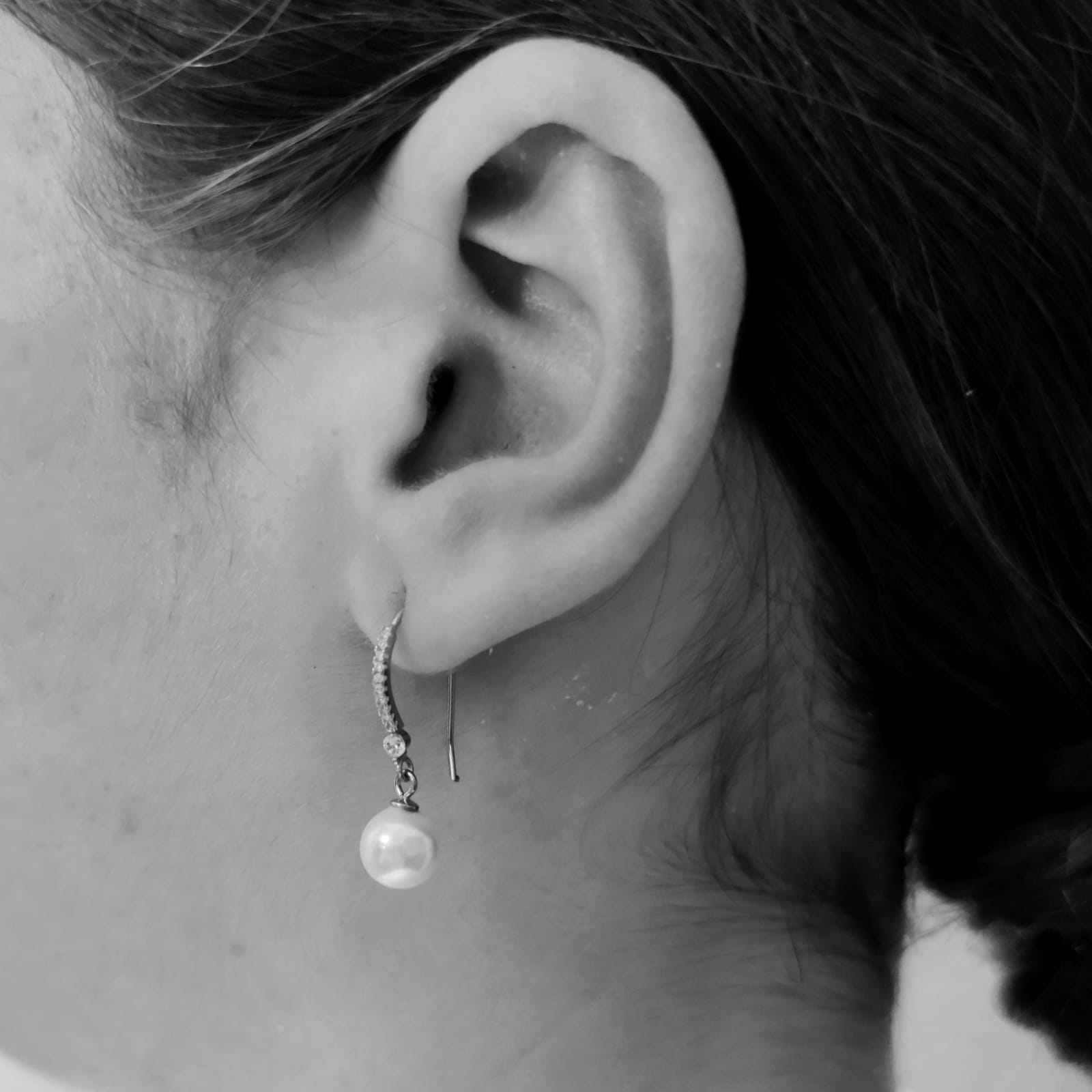 Pendientes Perla cultivada en Plata rodiada con Circonitas 1