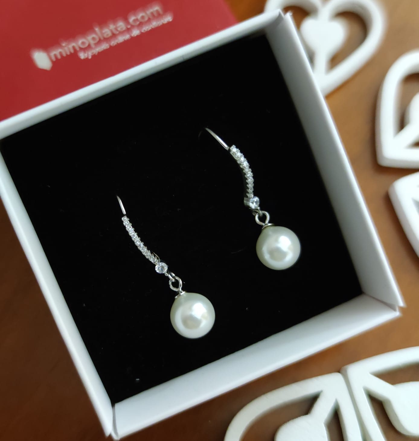 Pendientes Perla cultivada en Plata rodiada con Circonitas 2