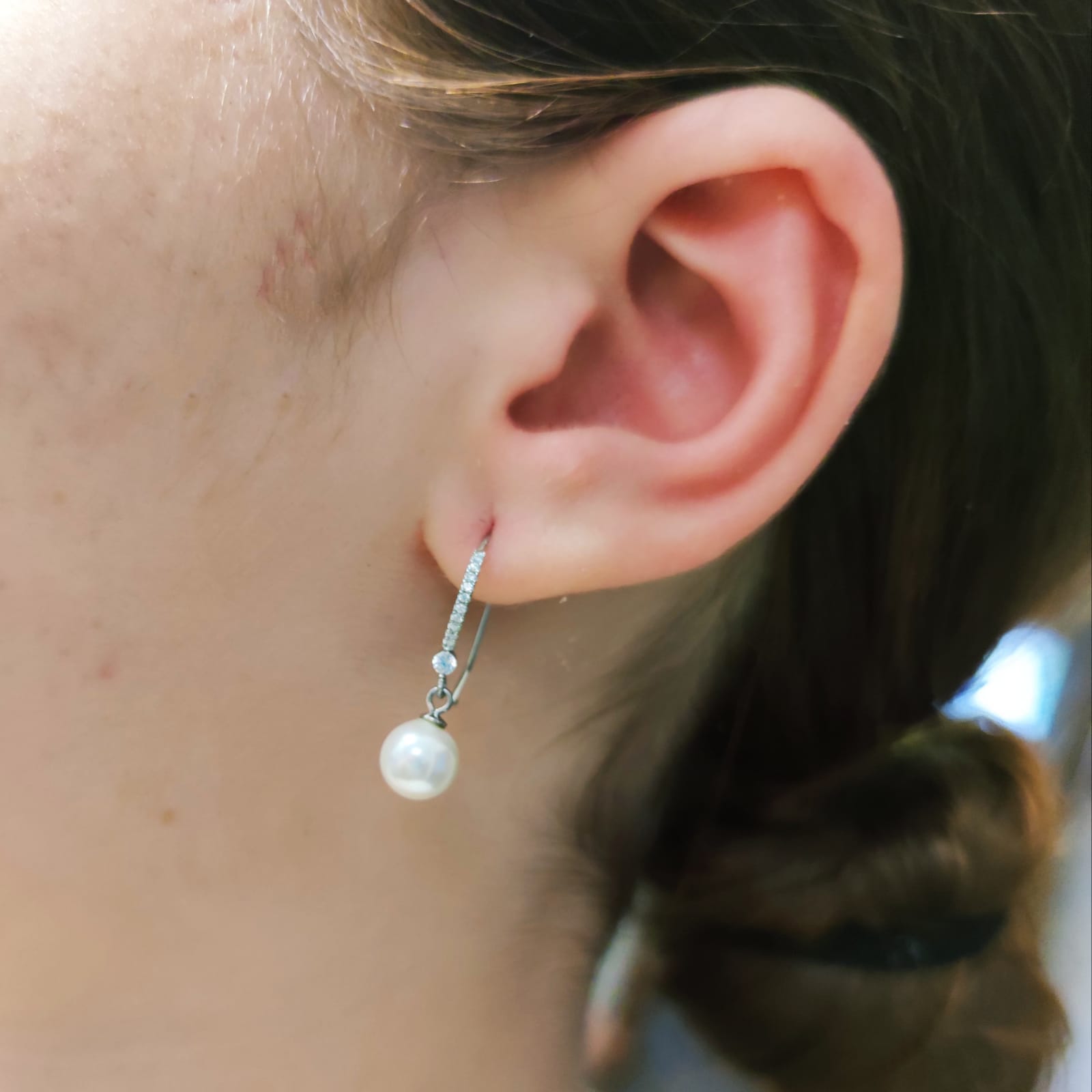 Pendientes Perla cultivada en Plata rodiada con Circonitas 4