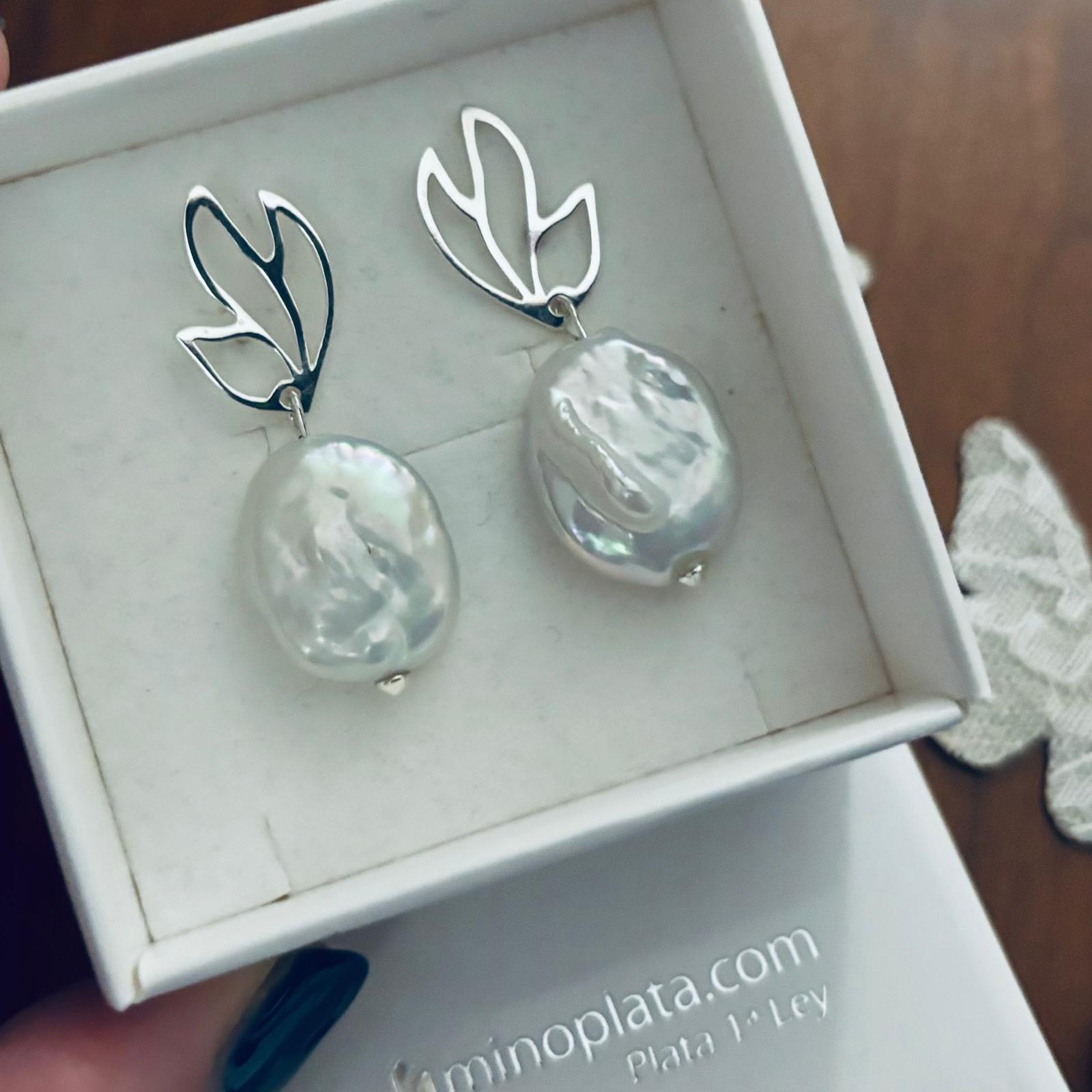 Pendientes de Plata de ley calada con Perlas barrocas 2