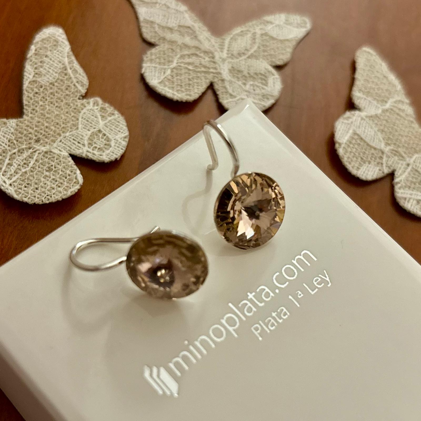 Pendientes de Plata de ley 925 con Cristal SW color nude 1