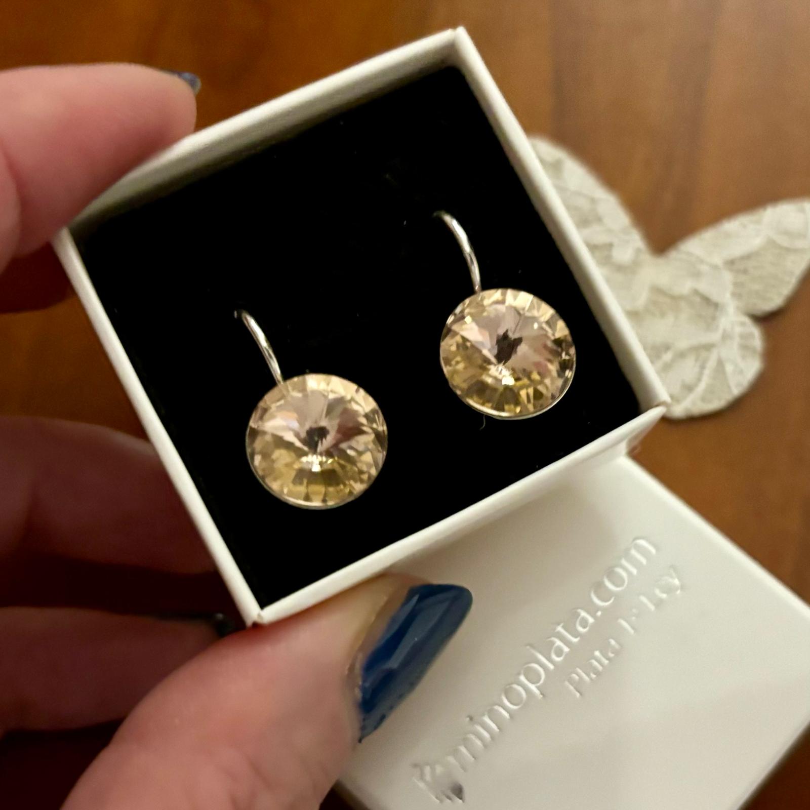 Pendientes de Plata de ley 925 con Cristal SW color nude