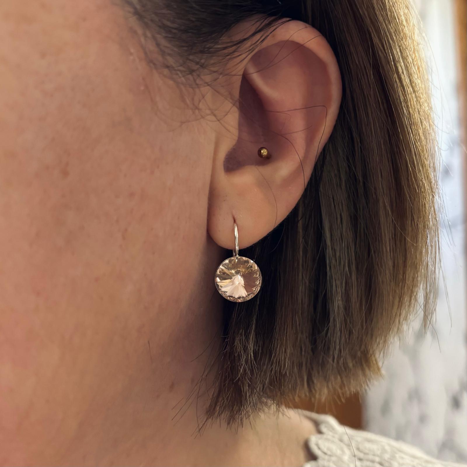 Pendientes de Plata de ley 925 con Cristal SW color nude 3