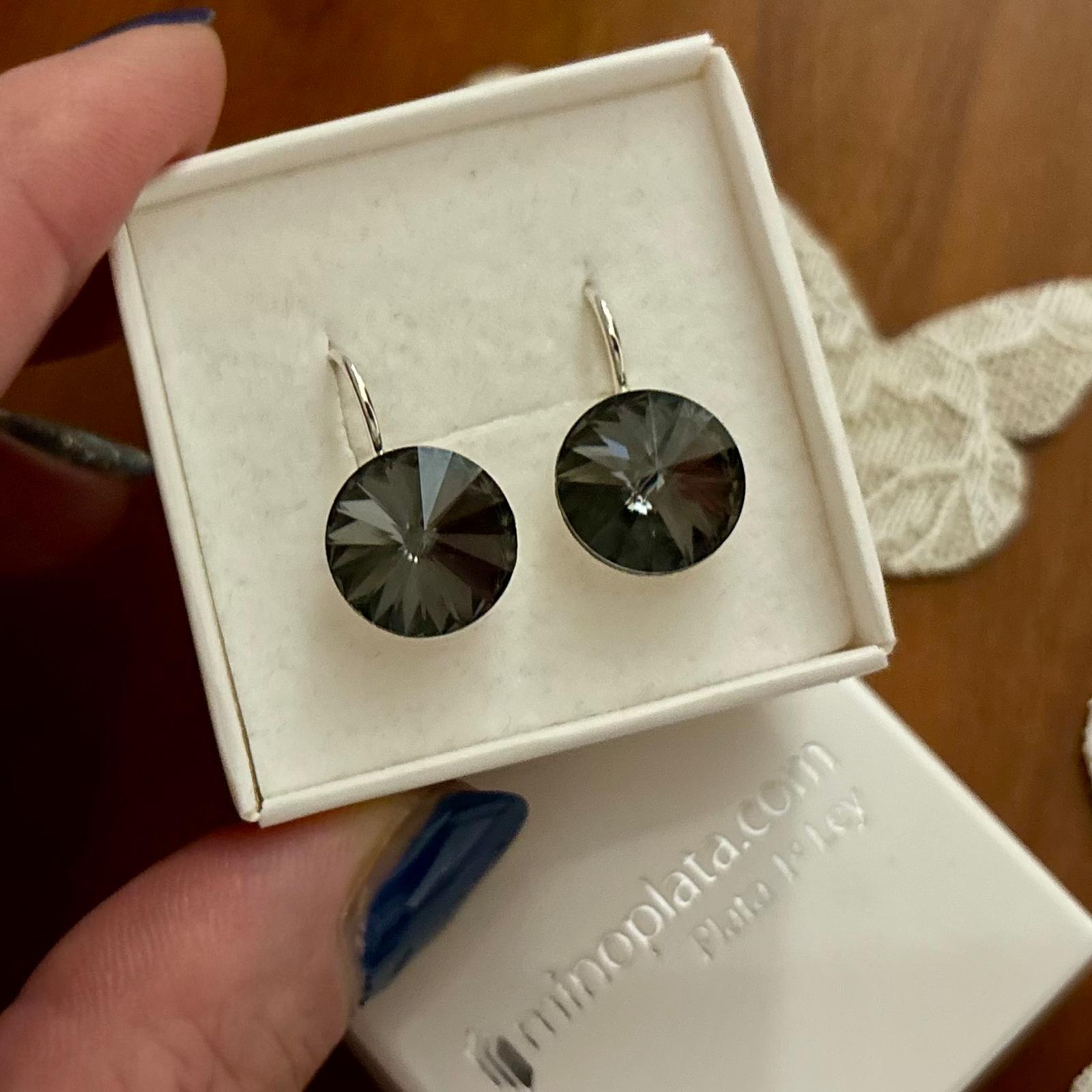 Pendientes de Plata de ley 925 con Cristal SW color negro 3