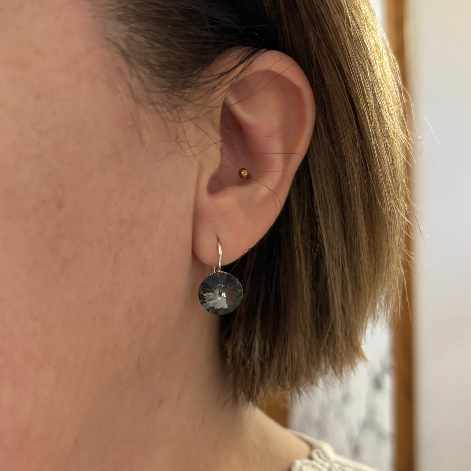 Pendientes de Plata de ley 925 con Cristal SW color negro 4