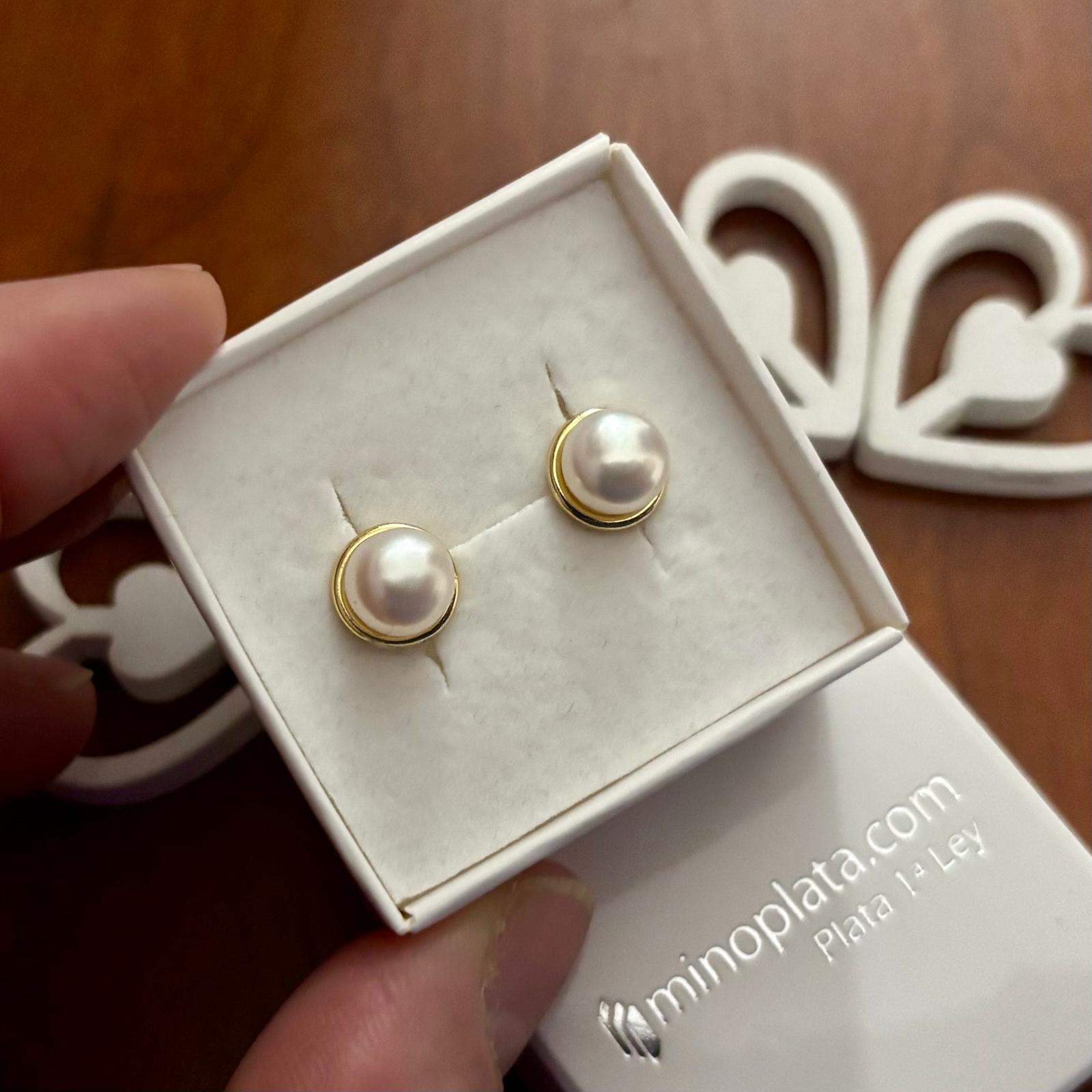 Pendientes de Plata chapada dorada con Perlas cultivadas