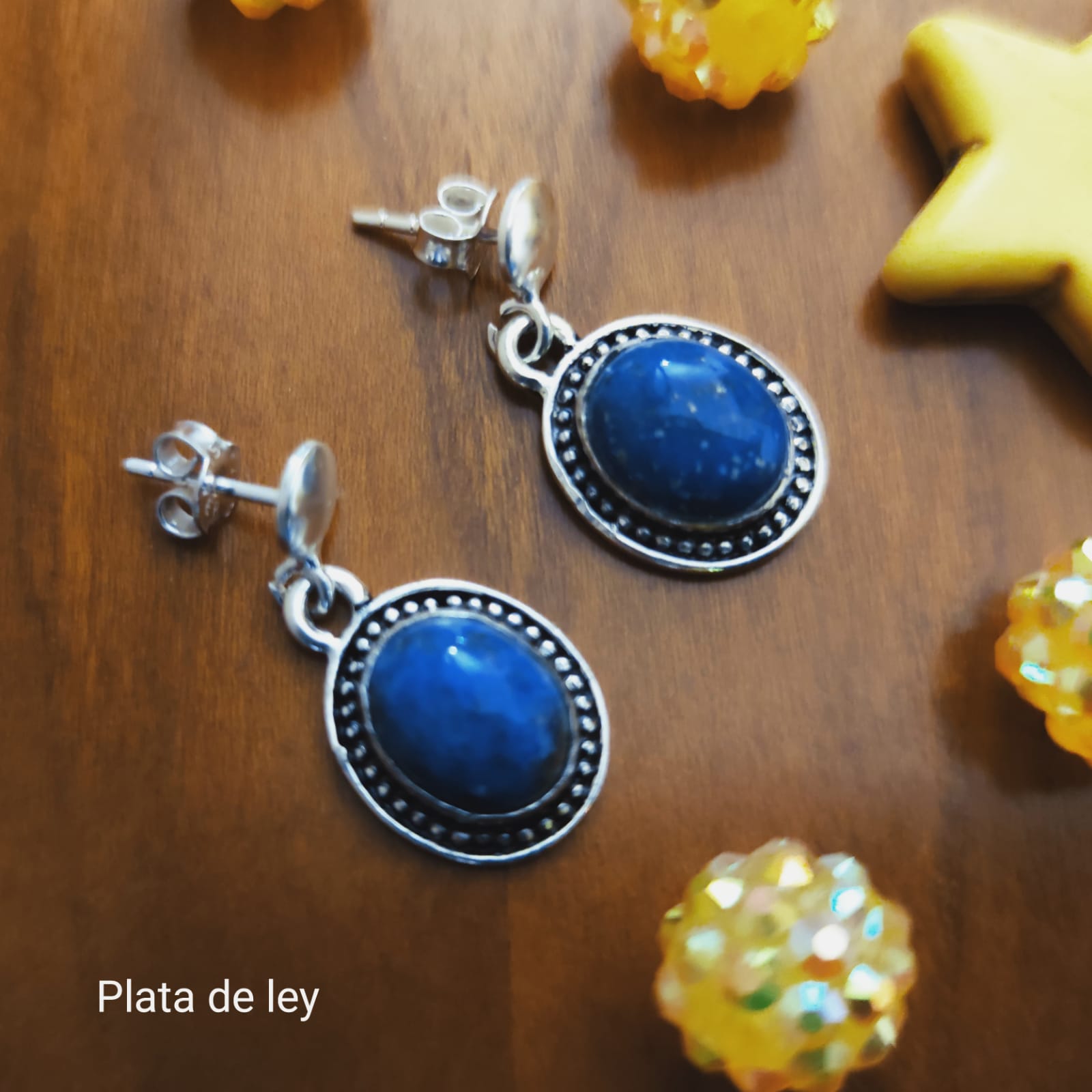 Pendientes de Plata de ley con piedra azul Lapislázuli 1