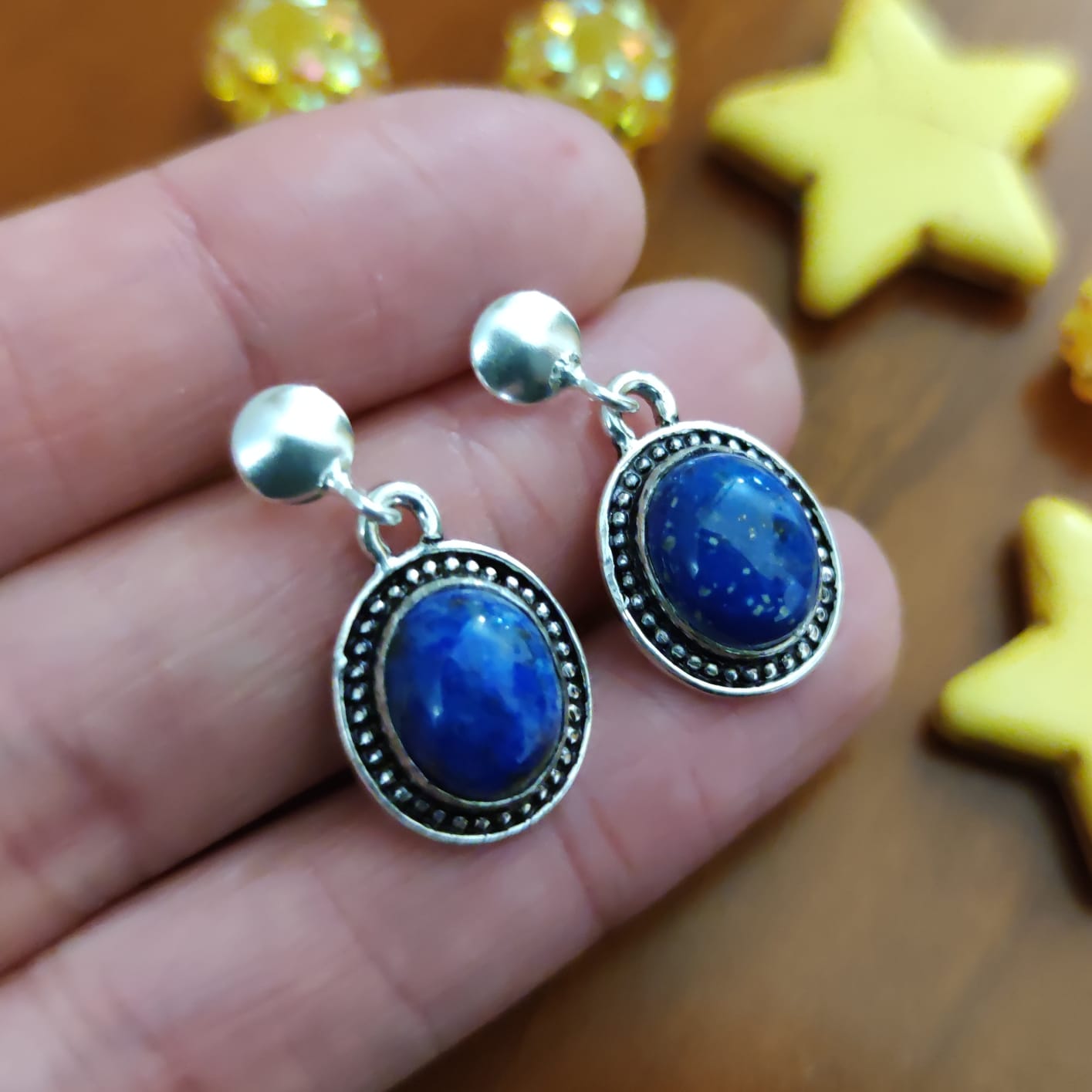 Pendientes de Plata de ley con piedra azul Lapislázuli 2