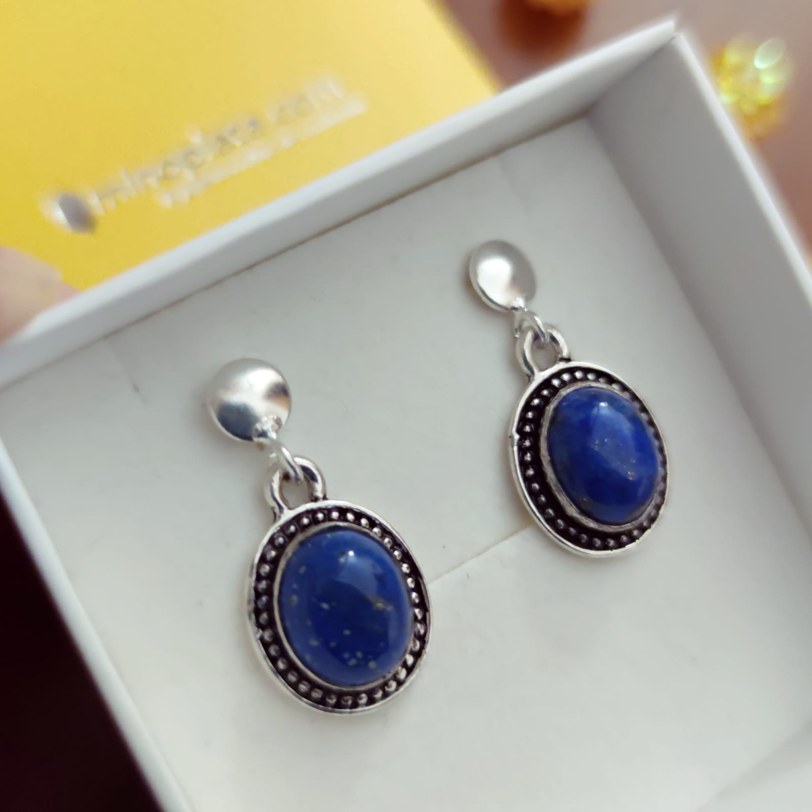 Pendientes de Plata de ley con piedra azul Lapislázuli 3