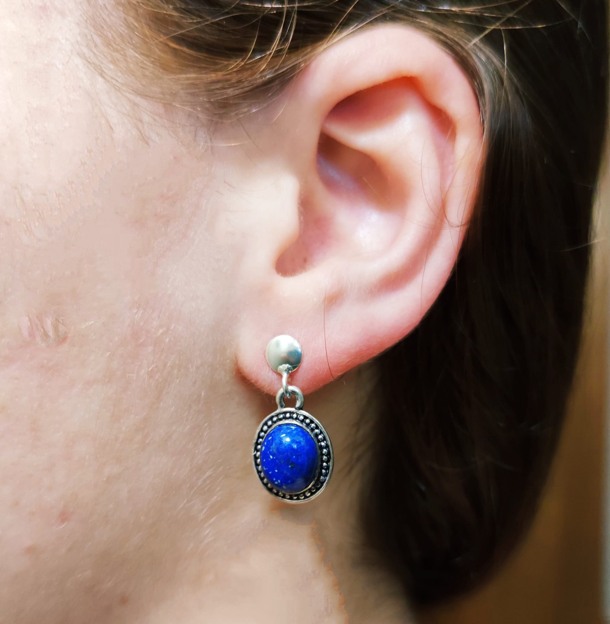 Pendientes de Plata de ley con piedra azul Lapislázuli 4
