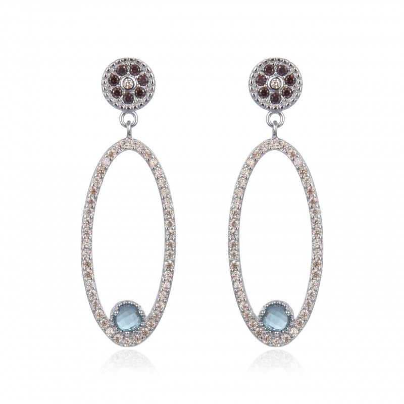 Pendientes ovalados de Plata con Circonitas micro colores