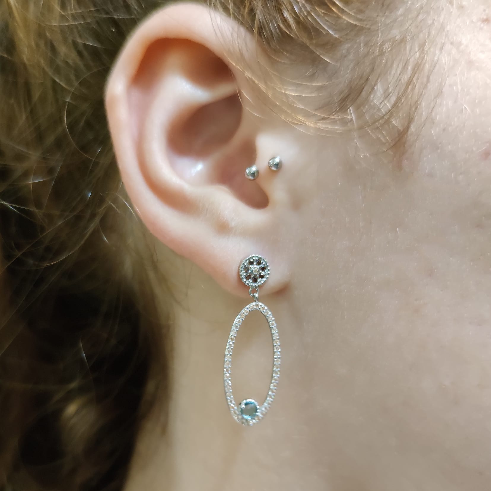 Pendientes ovalados de Plata con Circonitas micro colores 3