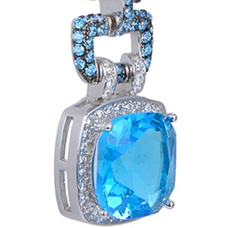 Pendientes largos piedras azules y Plata de ley cierre omega 2