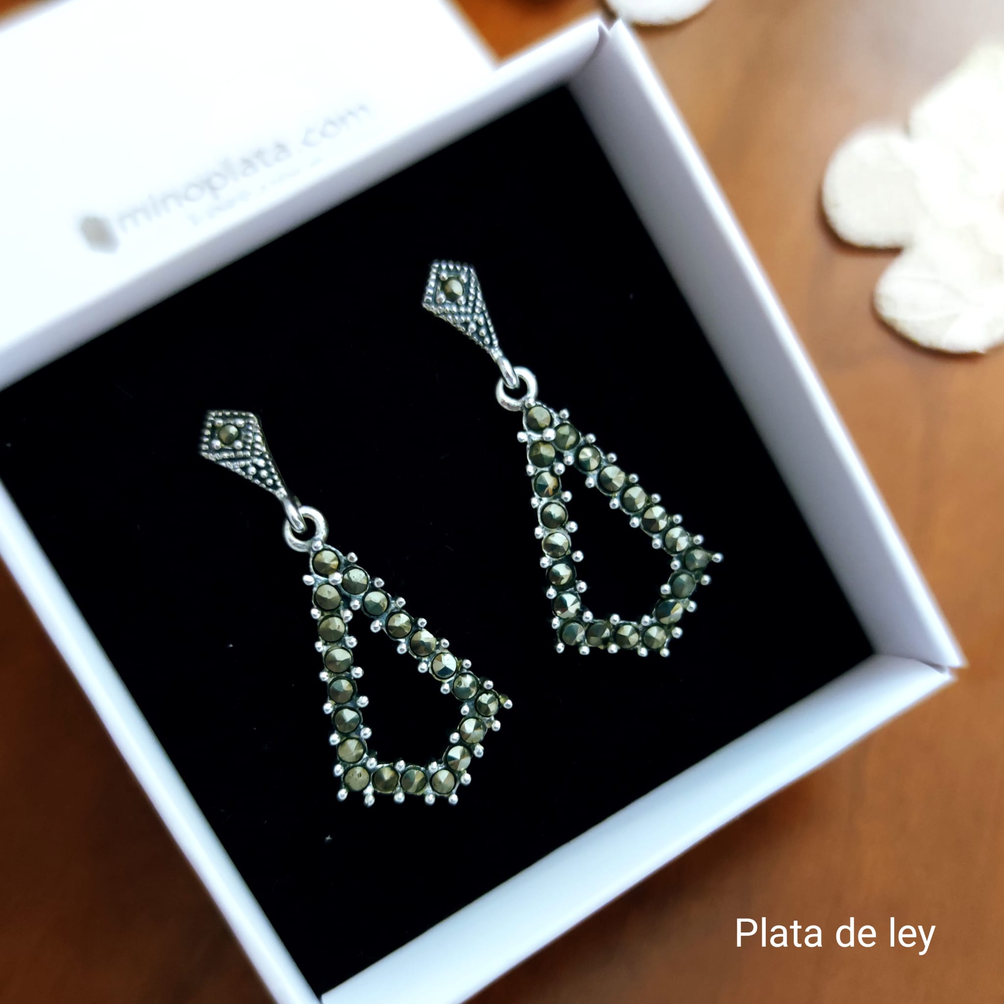 Pendientes de Plata vieja con Marquesitas 3