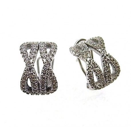 Pendientes de Plata y circonitas micro cierre omega