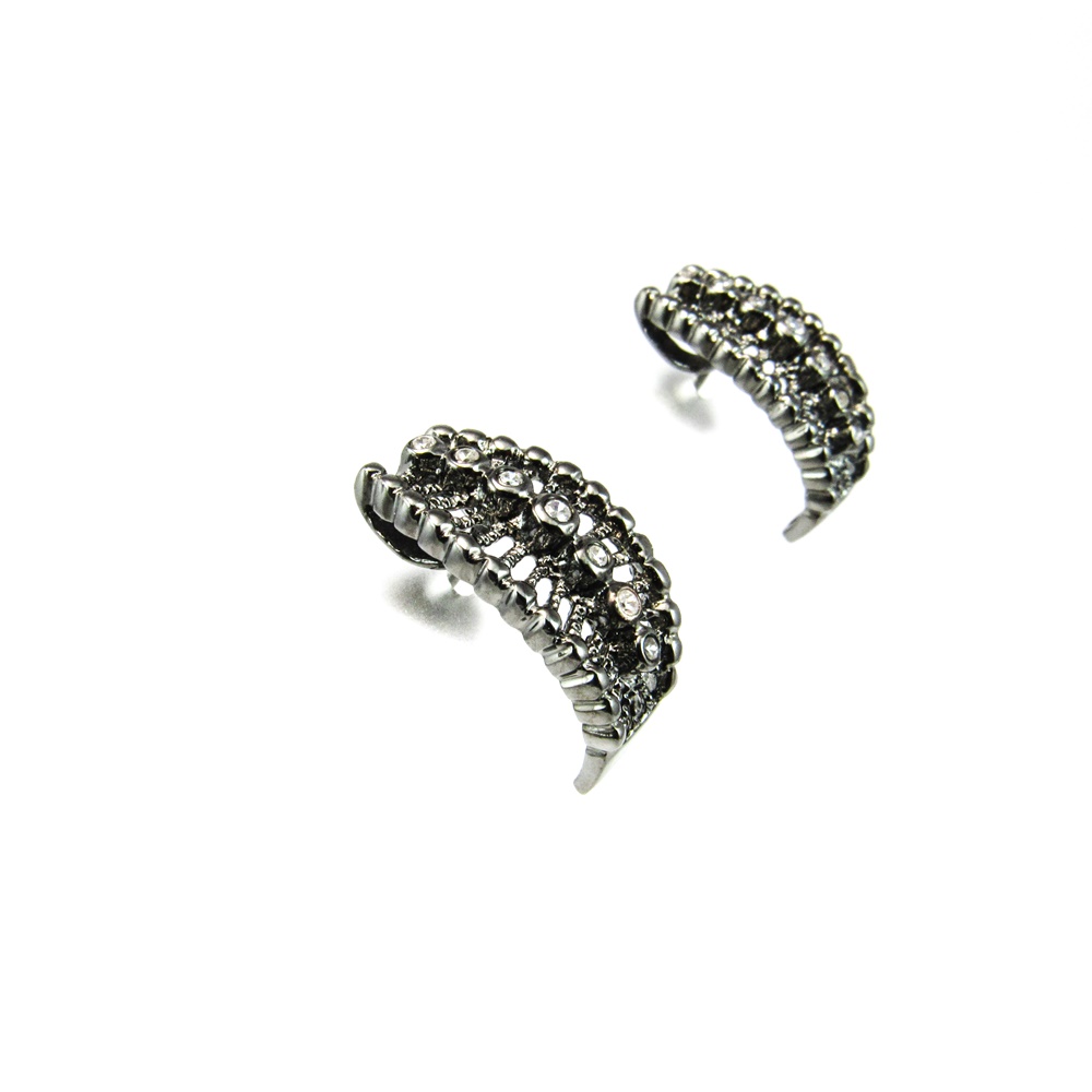 Pendientes calados en Plata de ley y rodio negro con Circonitas 1