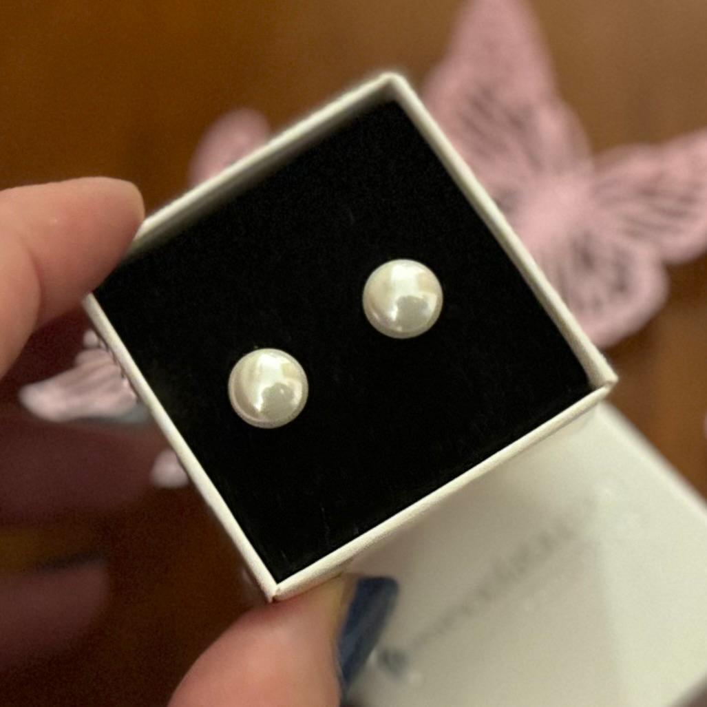 Pendientes Perla nácar 8mm en Plata de ley 925 3